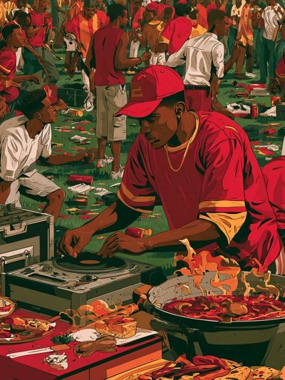 Street Party DJ Scene Illustration Poster.