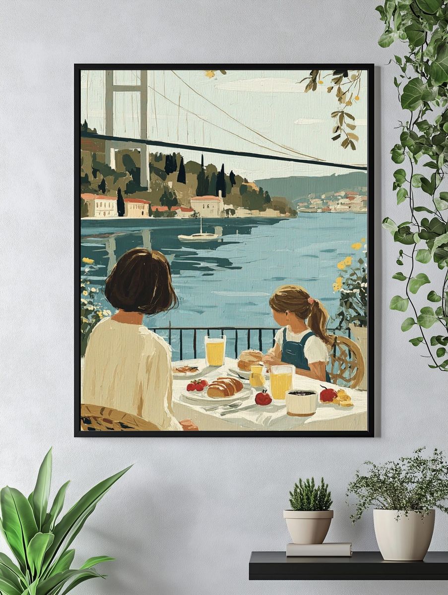 Bosphorus Breakfast Scene Illustration Poster. — room view 4