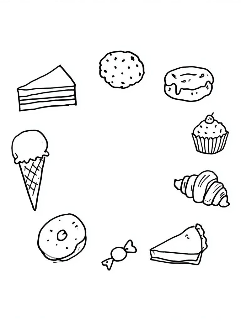 Sweet Treats Line Art Poster. poster detail