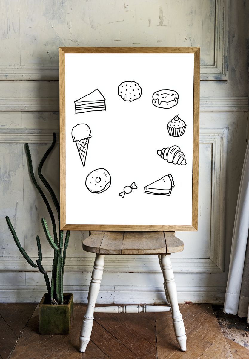 Sweet Treats Line Art Poster. — room view 1