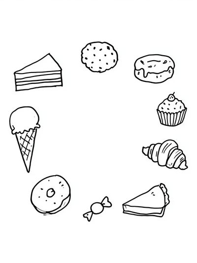 Sweet Treats Line Art Poster.
