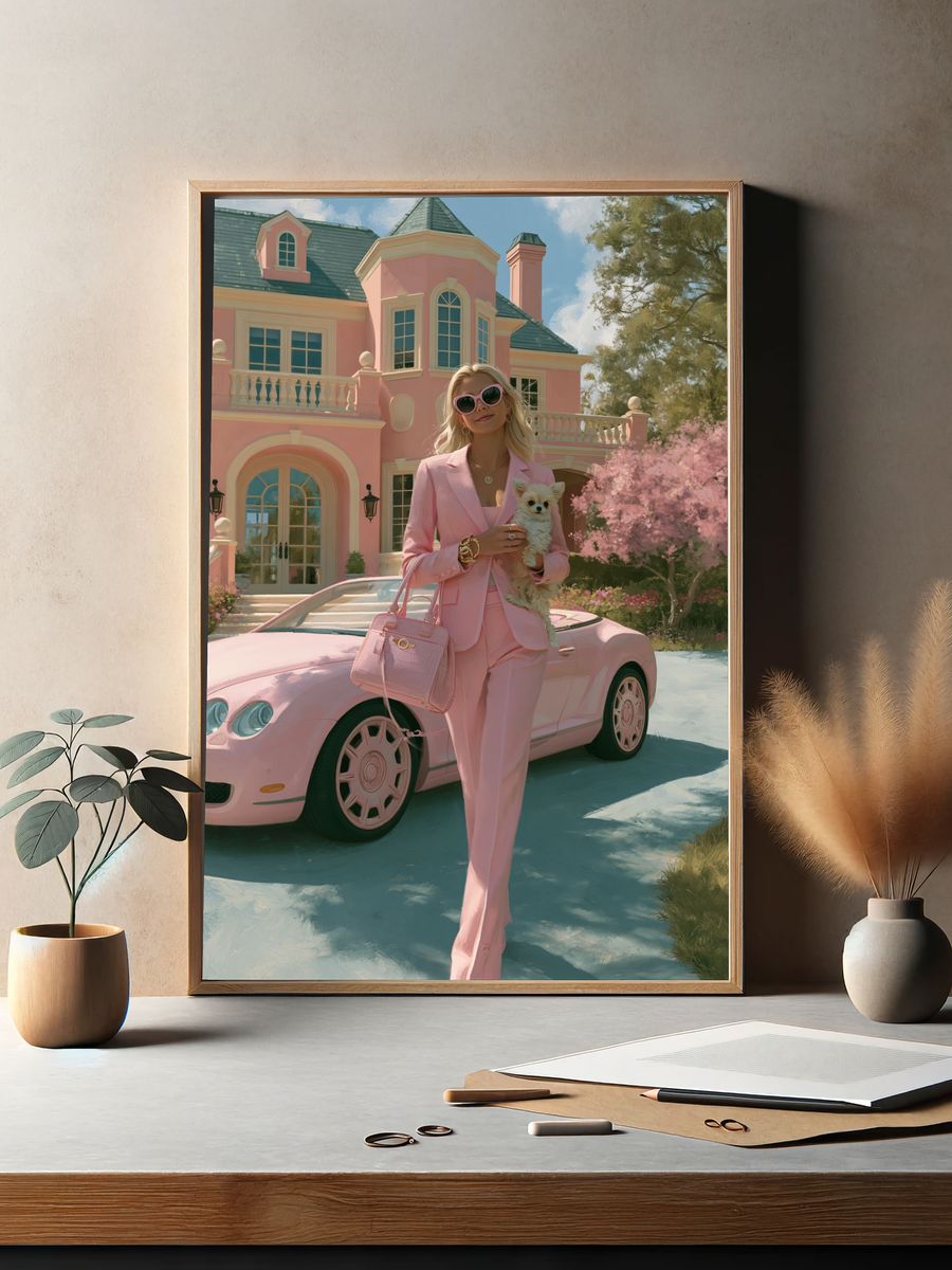 Pink Luxury Lifestyle Illustration Poster. — room view 2
