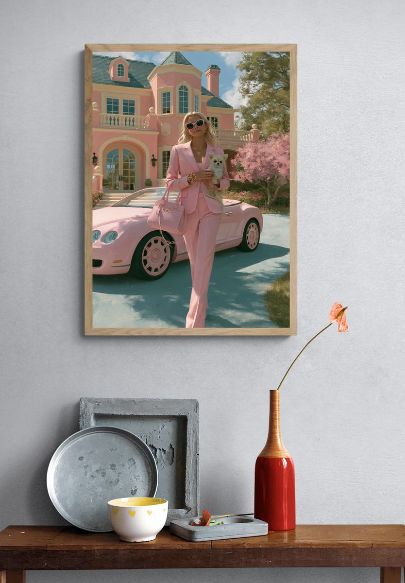 Pink Luxury Lifestyle Illustration Poster. — room view 3