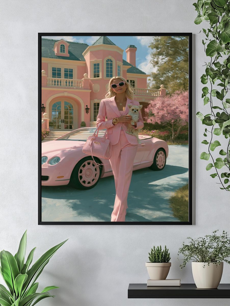 Pink Luxury Lifestyle Illustration Poster. — room view 4