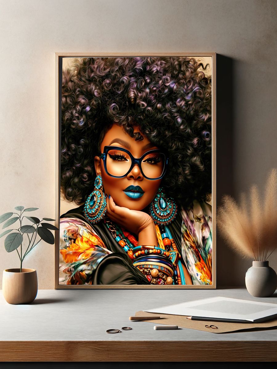 Afro Glam Portrait Print. — room view 2
