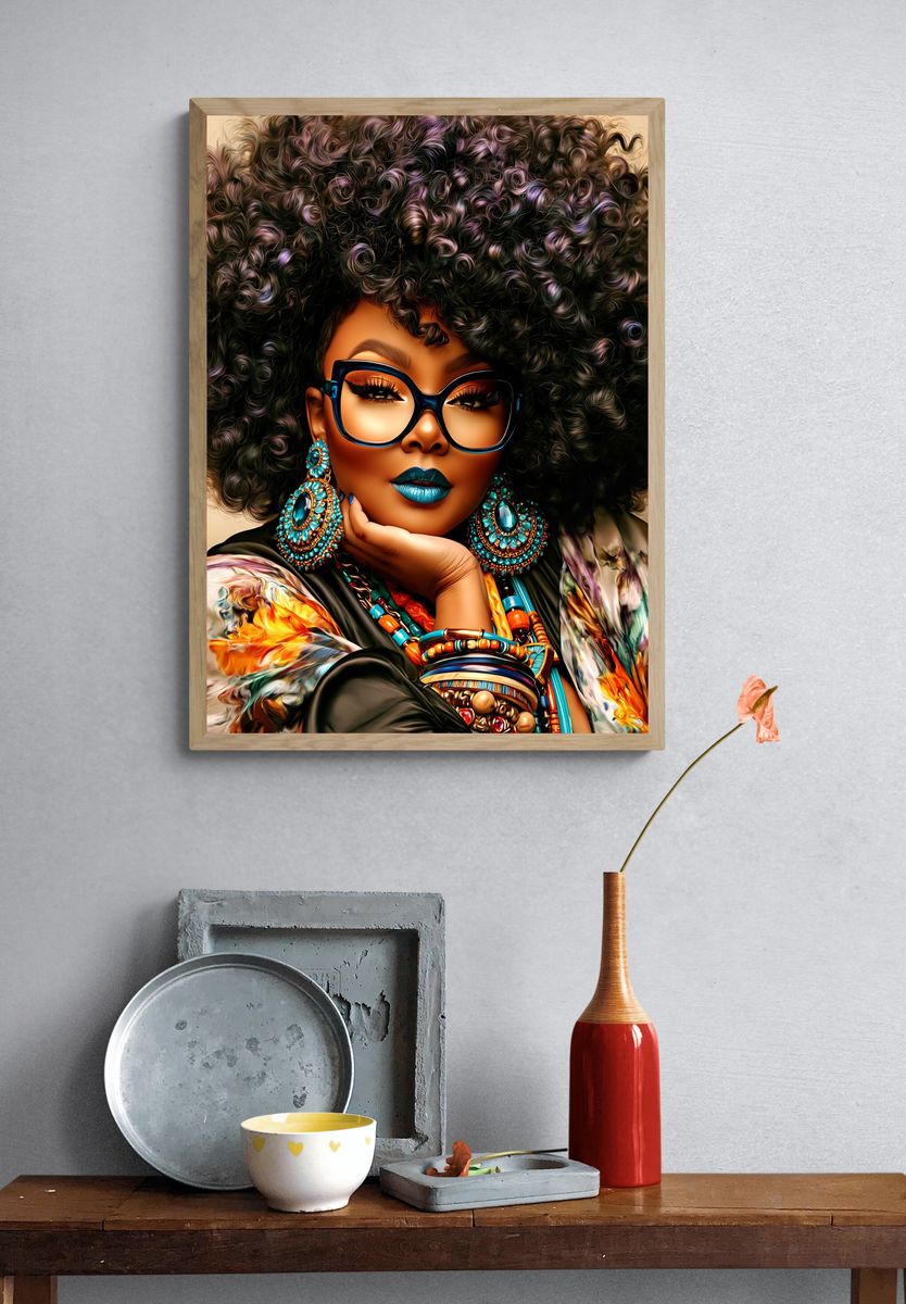 Afro Glam Portrait Print. — room view 3
