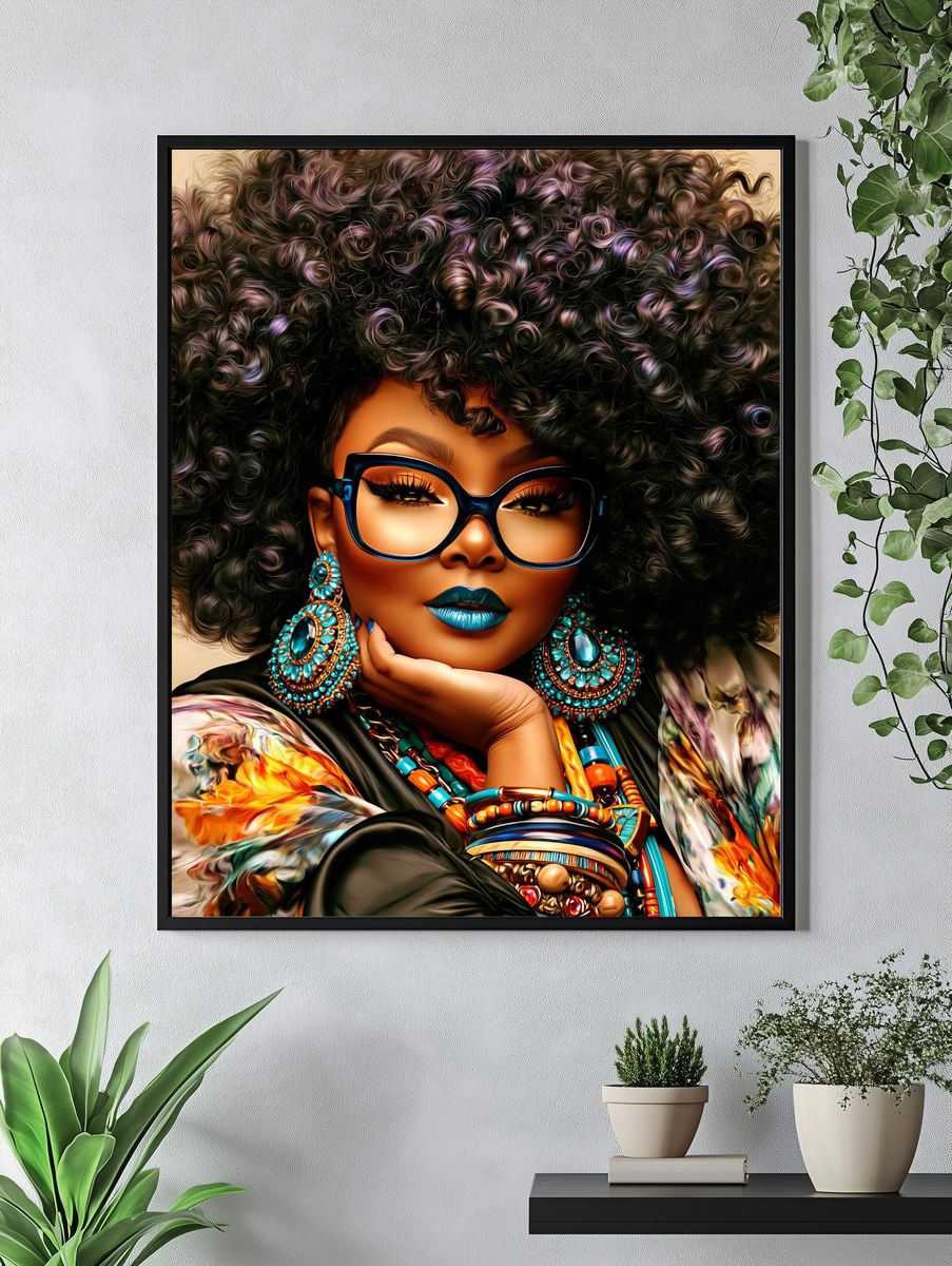 Afro Glam Portrait Print. — room view 4