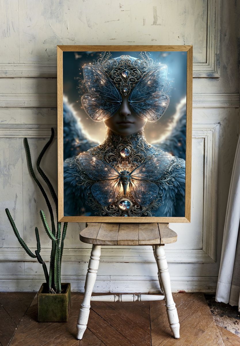Butterfly Goddess Fantasy Print. room preview