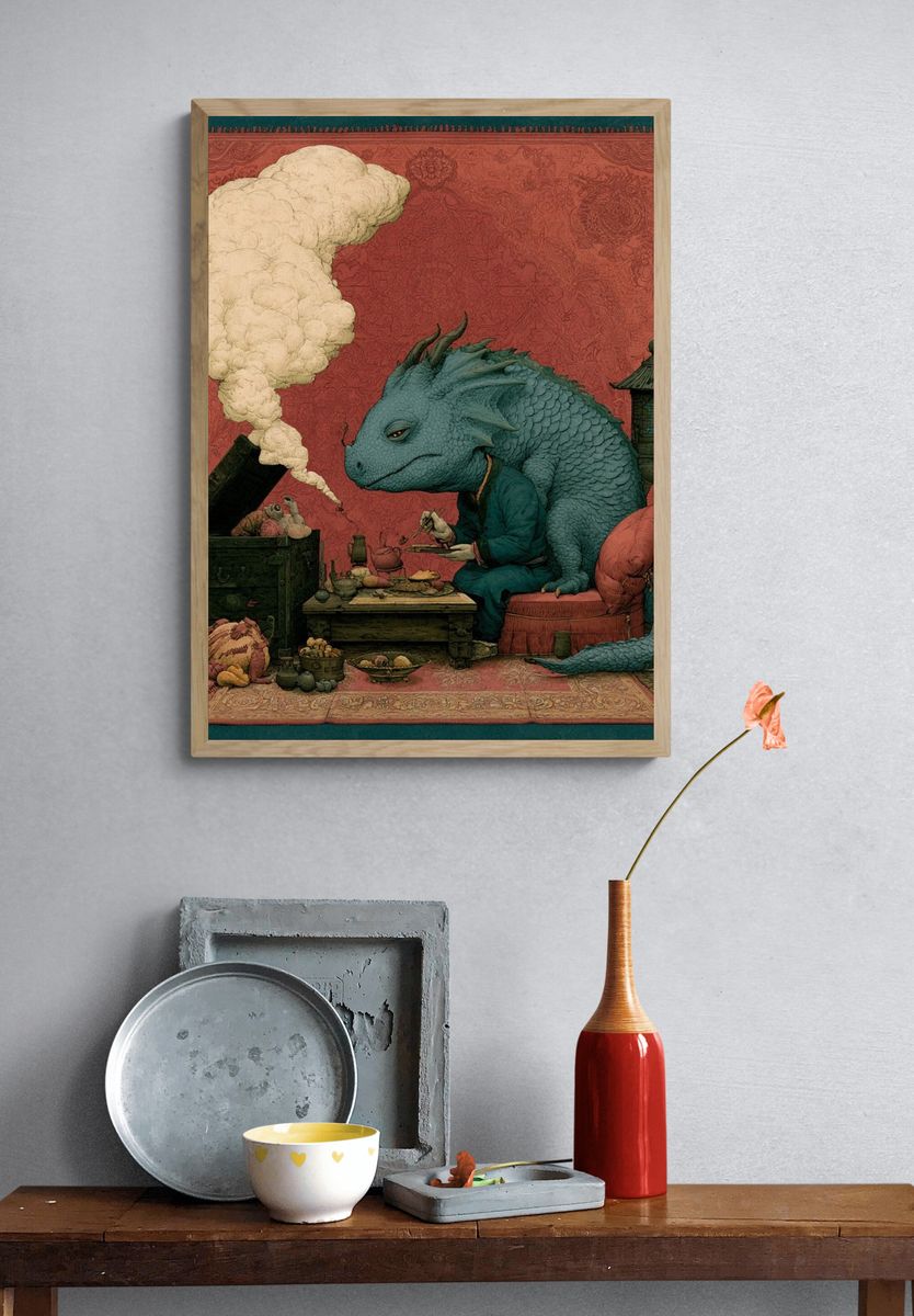 Dragon Tea Ceremony Surrealism Poster. — room view 3