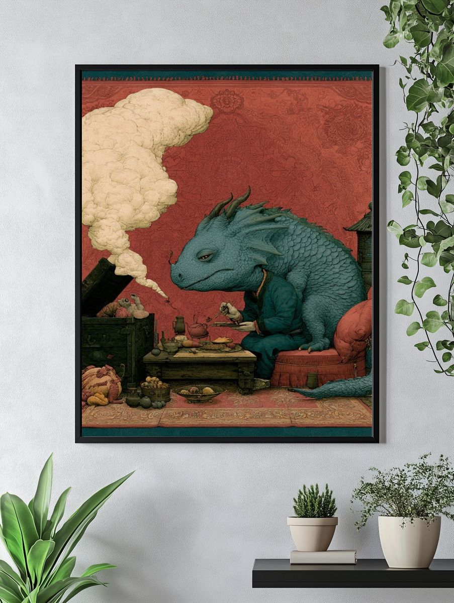 Dragon Tea Ceremony Surrealism Poster. — room view 4
