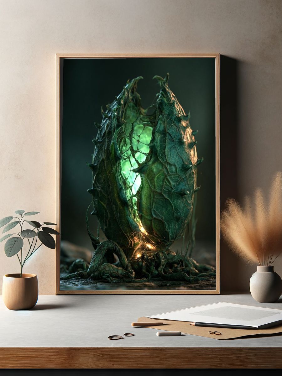 Cyberpunk Warrior Portrait Print. — room view 2