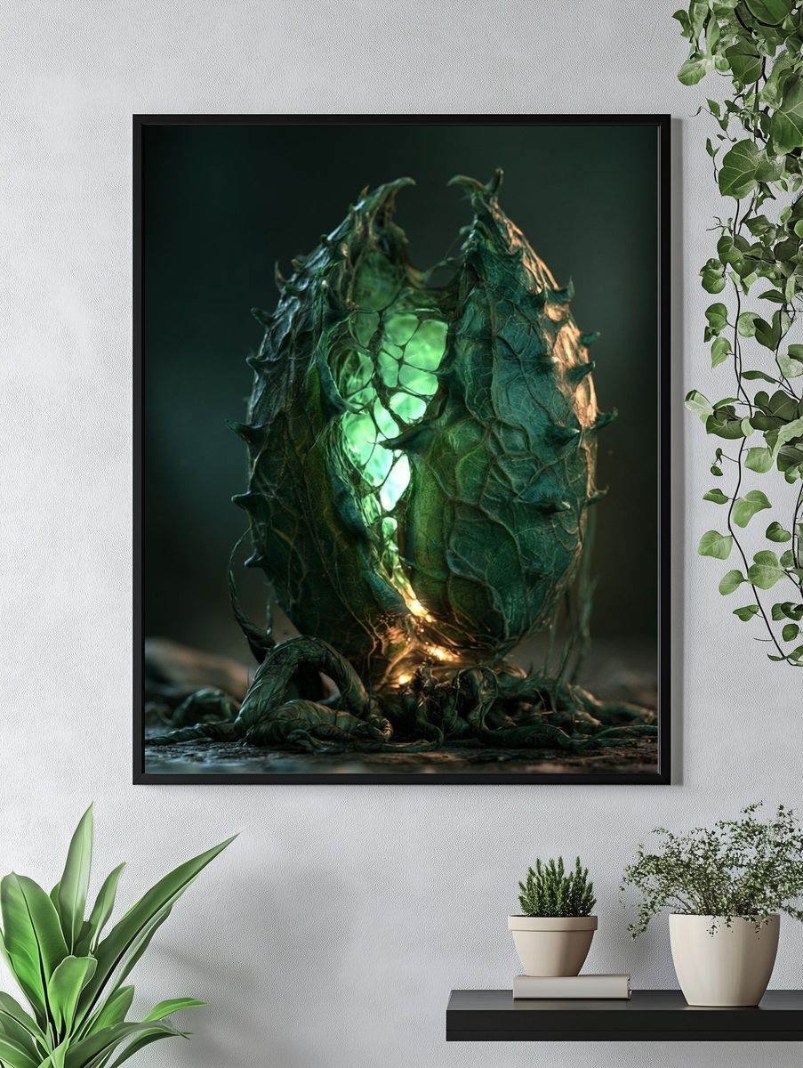 Cyberpunk Warrior Portrait Print. — room view 4