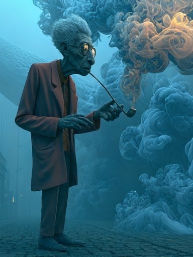 Surreal Smoking Figure Illustration Poster. poster — illustration art