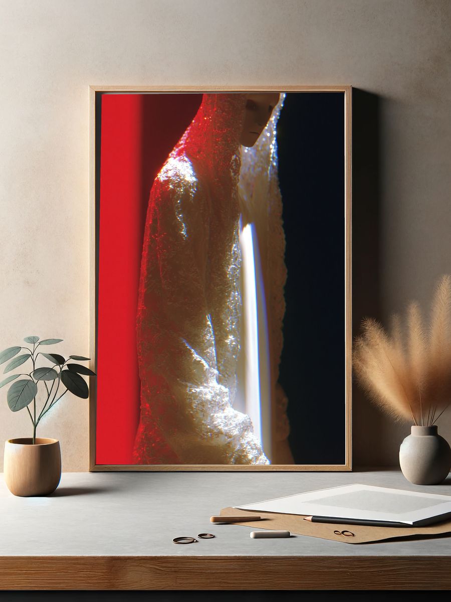 Ethereal Hooded Figure Digital Art Poster. — room view 2