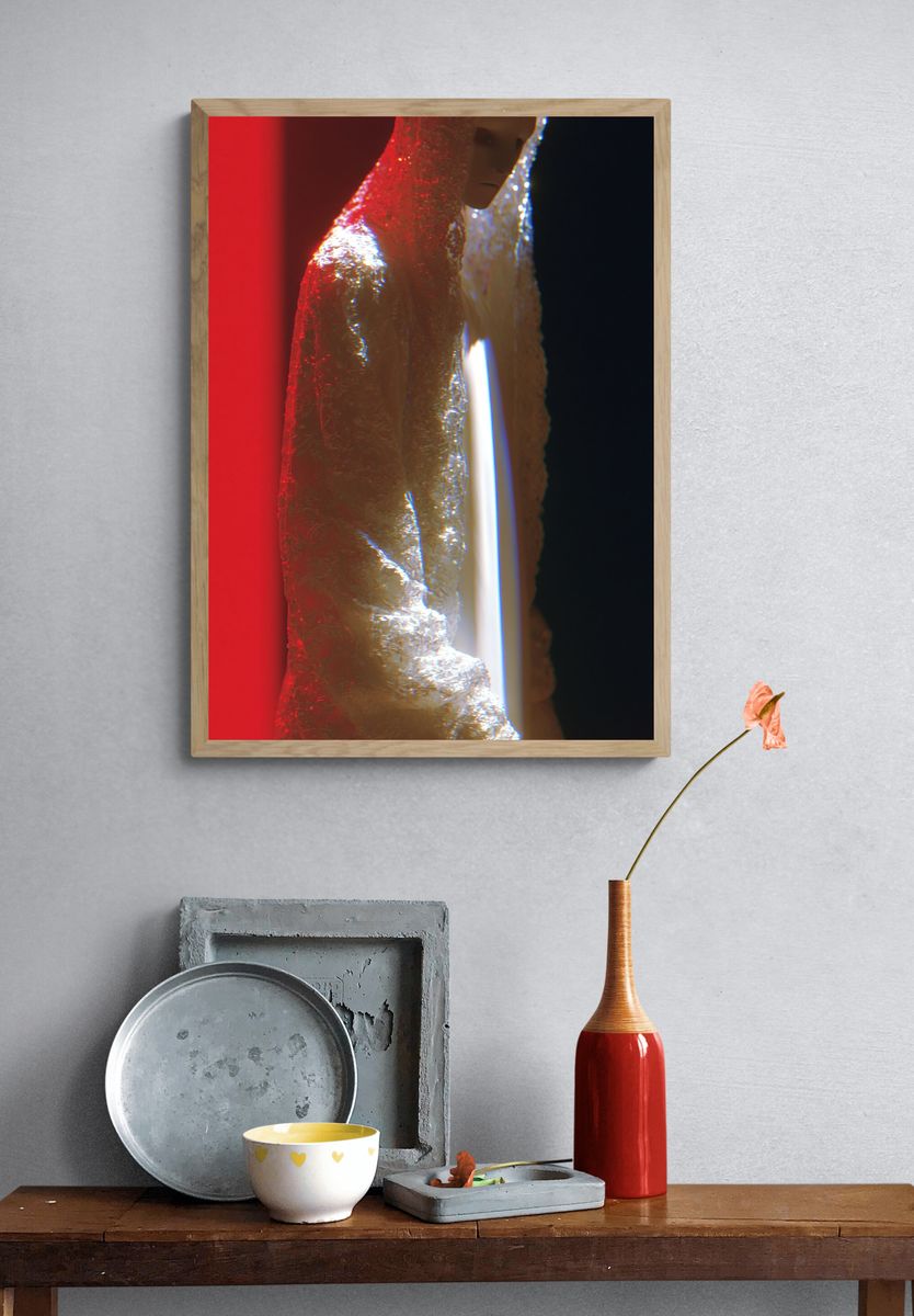 Ethereal Hooded Figure Digital Art Poster. — room view 3