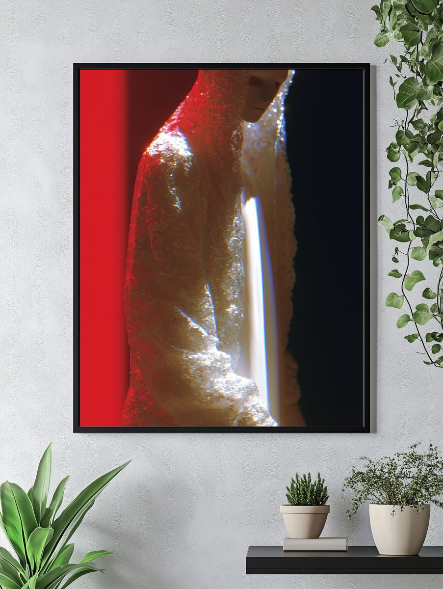 Ethereal Hooded Figure Digital Art Poster. — room view 4