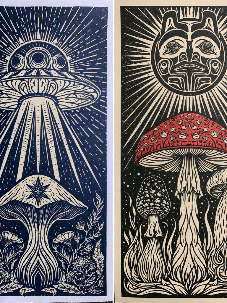 Mystic Mushroom Sun Poster. poster detail