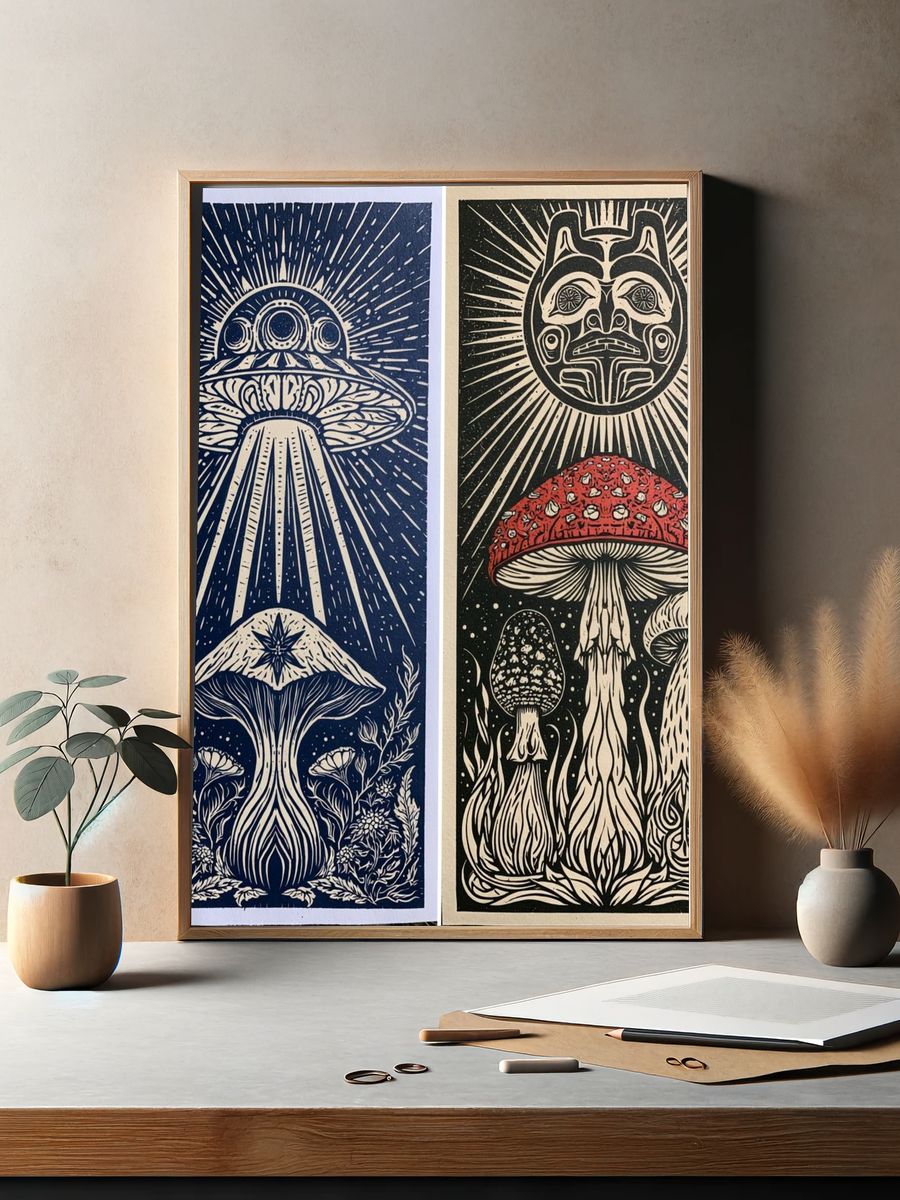 Mystic Mushroom Sun Poster. — room view 2