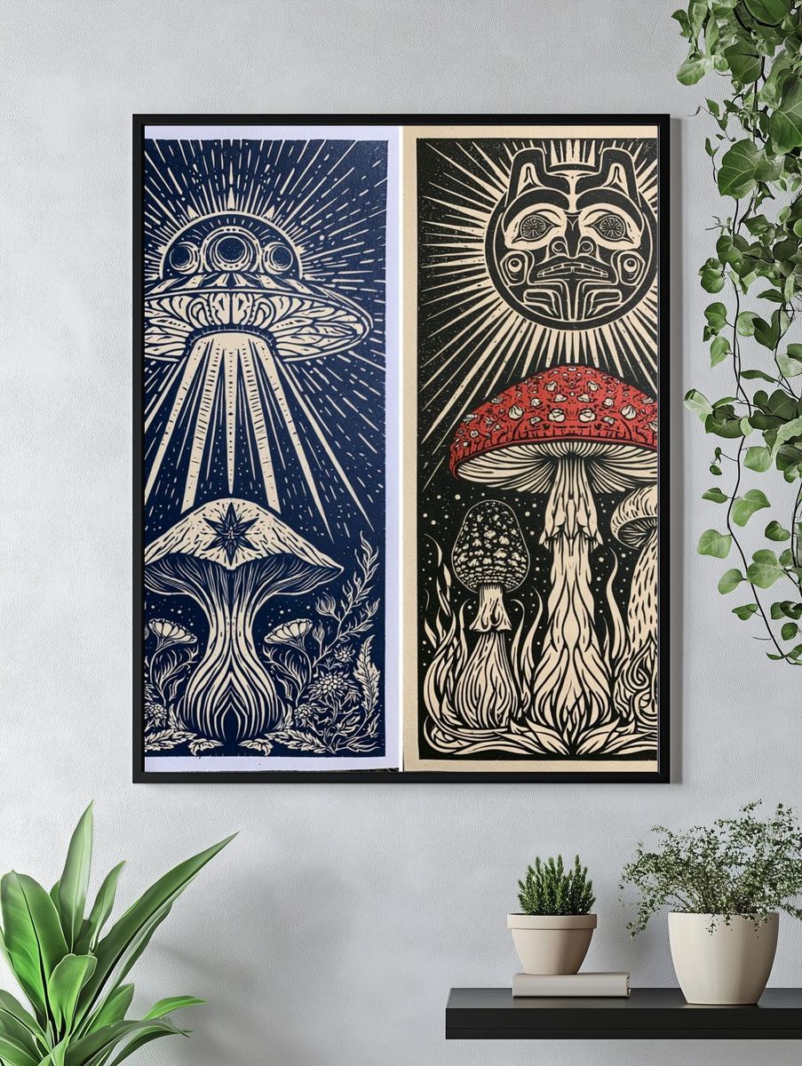 Mystic Mushroom Sun Poster. — room view 4