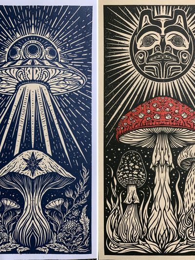 Mystic Mushroom Sun Poster. poster