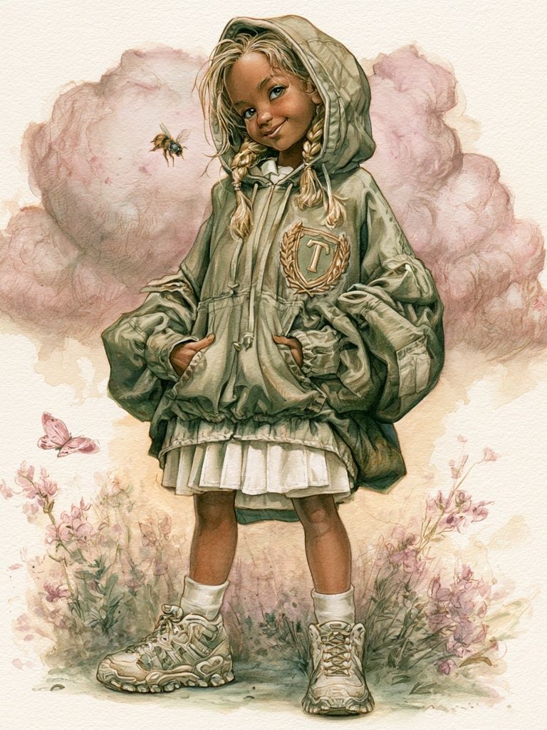 Dreamy Girl Watercolor Print. poster detail