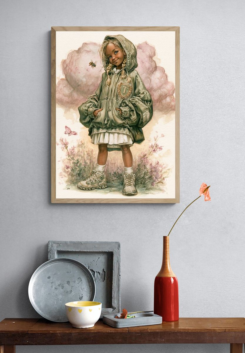 Dreamy Girl Watercolor Print. — room view 3