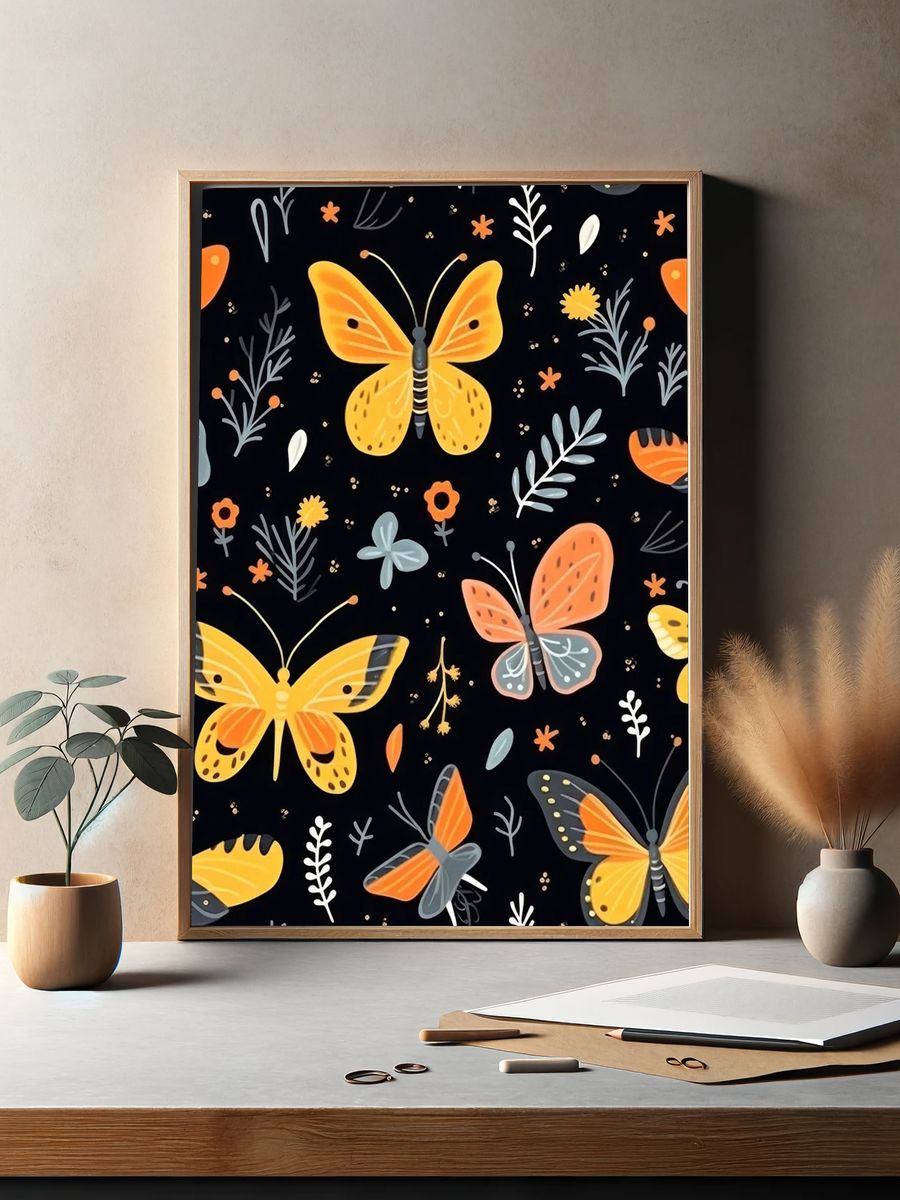 Butterfly Garden Illustration Poster. — room view 2