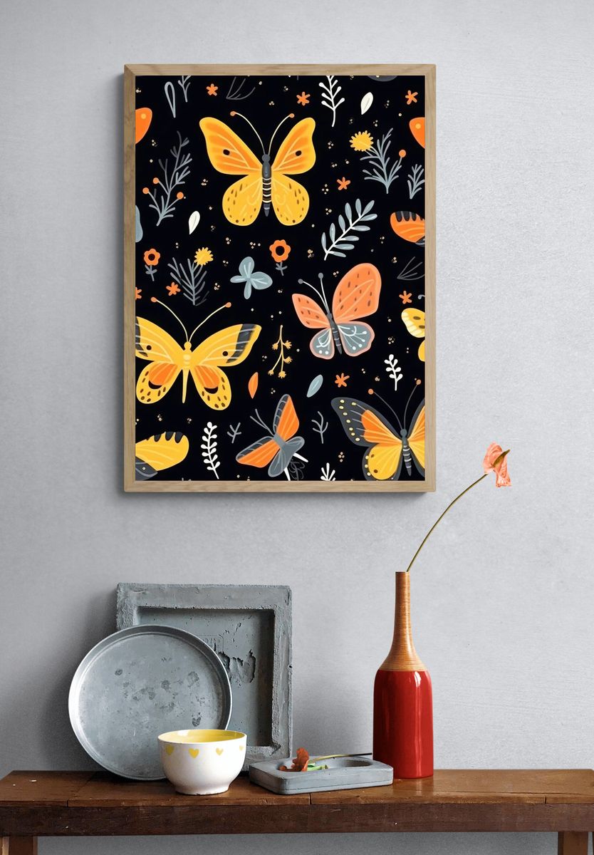 Butterfly Garden Illustration Poster. — room view 3
