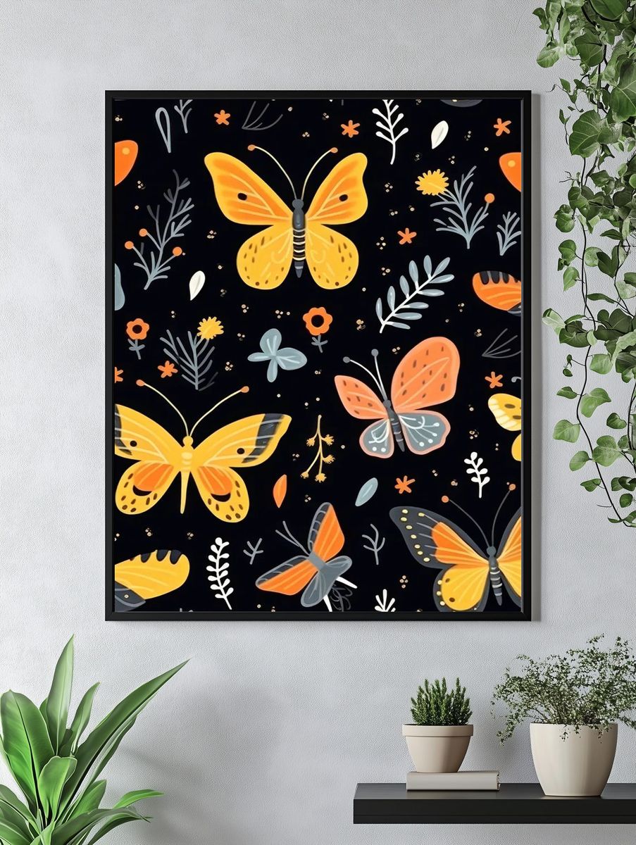Butterfly Garden Illustration Poster. — room view 4