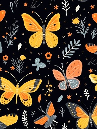 Butterfly Garden Illustration Poster. poster