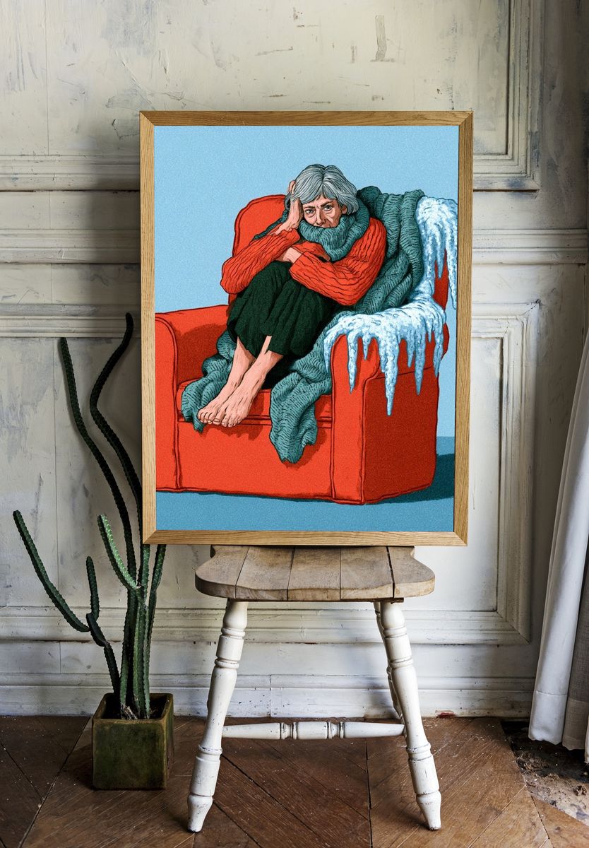 Melancholy Armchair Illustration Poster. room preview