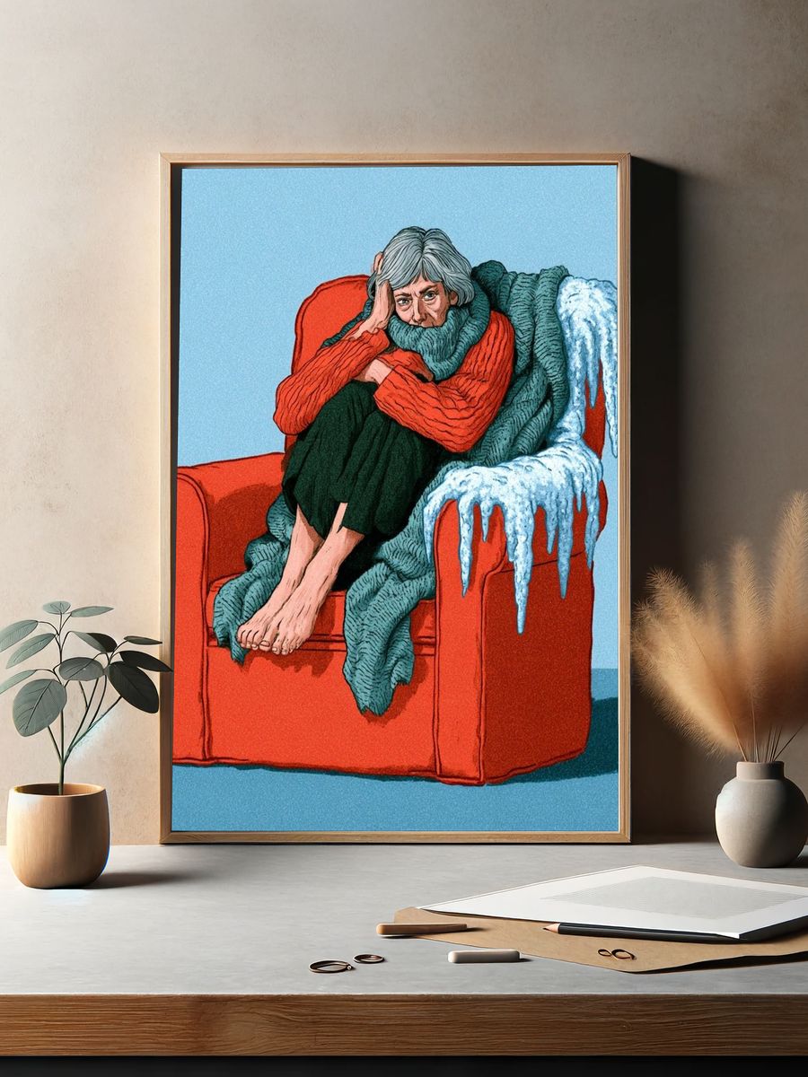 Melancholy Armchair Illustration Poster. — room view 2