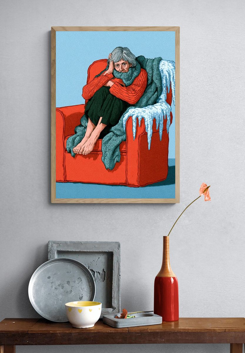Melancholy Armchair Illustration Poster. — room view 3