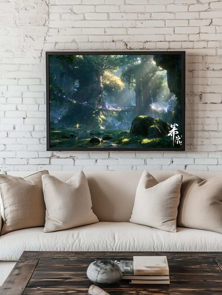 Enchanted Forest Lightscape Print. — room view 1