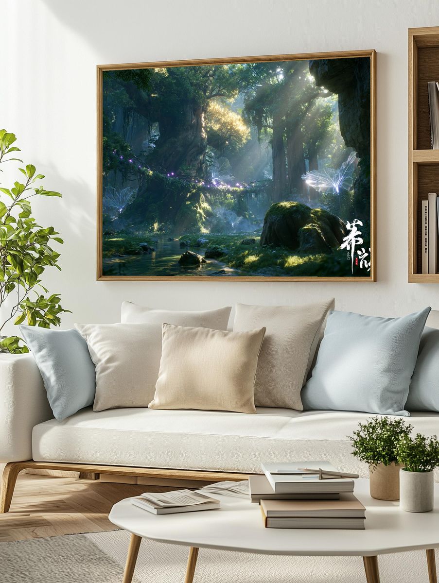Enchanted Forest Lightscape Print. — room view 2