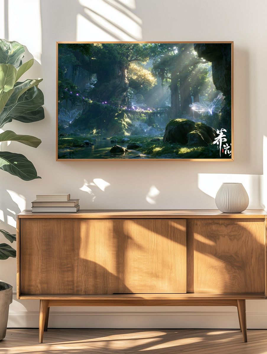 Enchanted Forest Lightscape Print. — room view 3