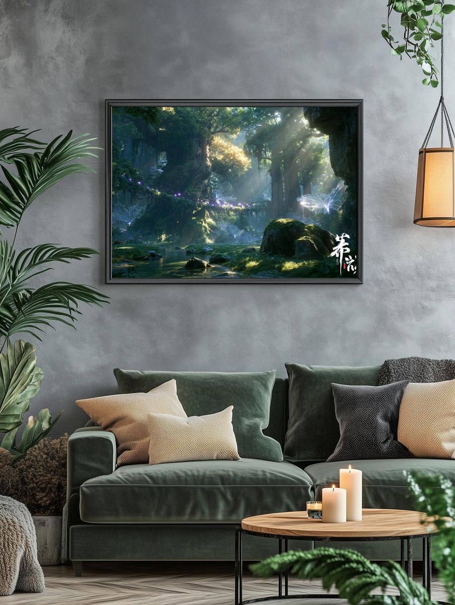 Enchanted Forest Lightscape Print. — room view 4