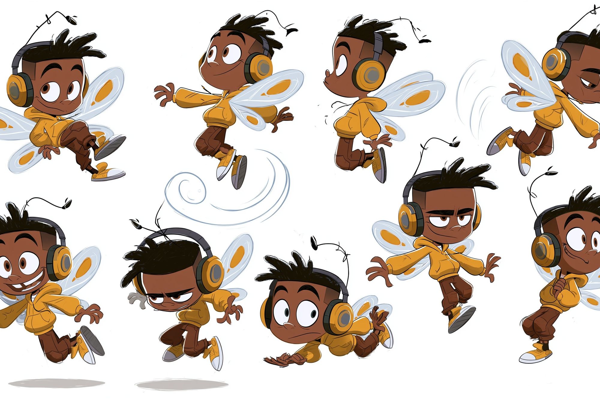 Flying Boy Character Sheet Print. poster — illustration art