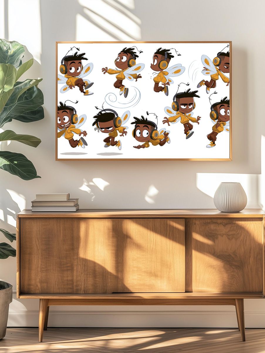 Flying Boy Character Sheet Print. — room view 3