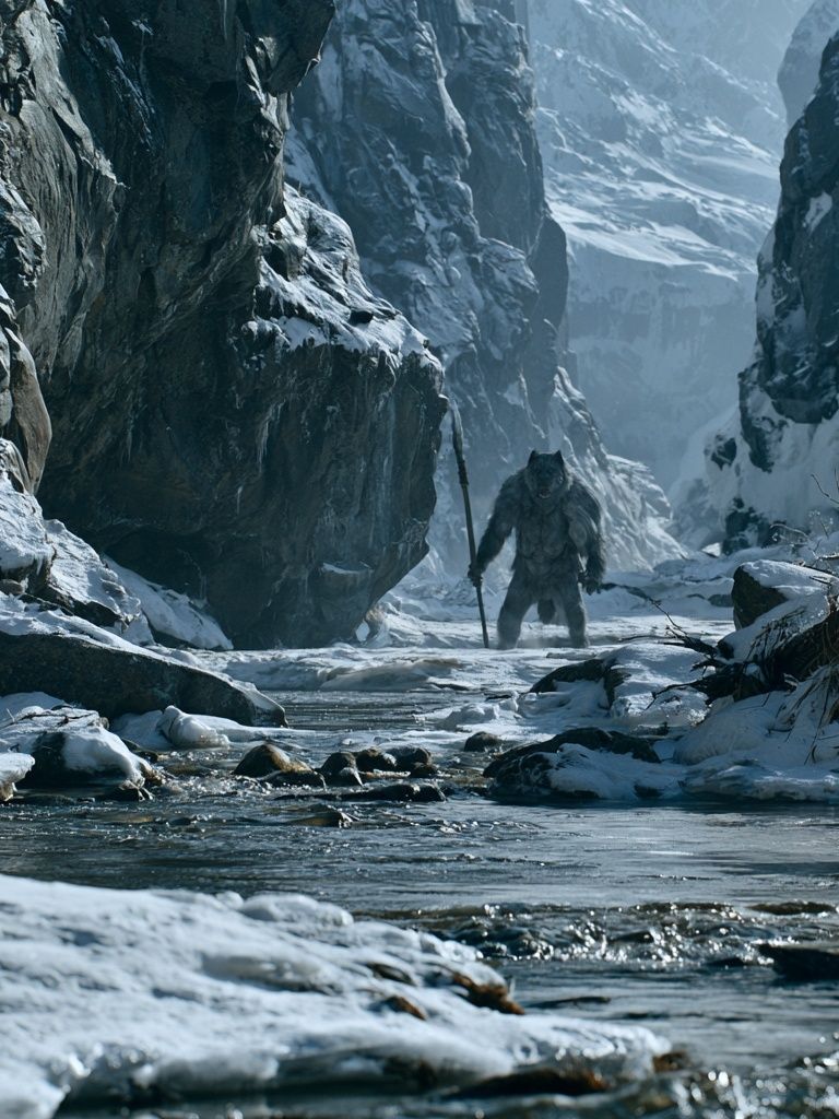 Snowy Mountain Troll Photography Poster. poster detail