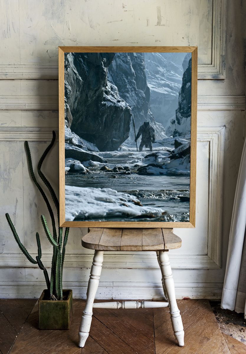 Snowy Mountain Troll Photography Poster. — room view 1