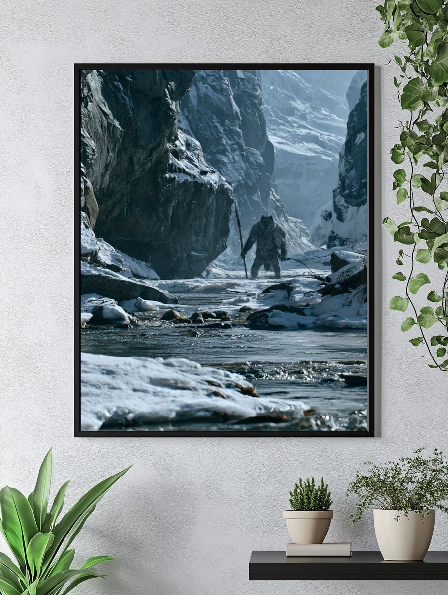 Snowy Mountain Troll Photography Poster. — room view 4