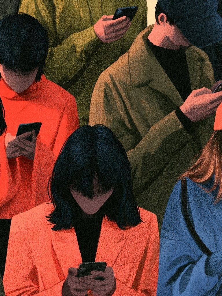 Phone Crowd Illustration Poster. poster — illustration art