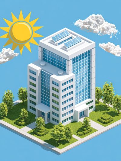 Solar Office Building Illustration Print. poster