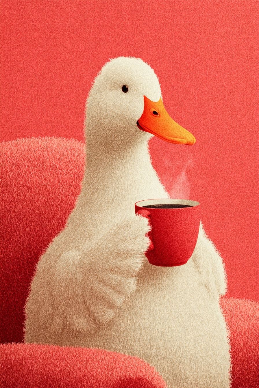 Duck with Coffee Illustration Poster. poster detail