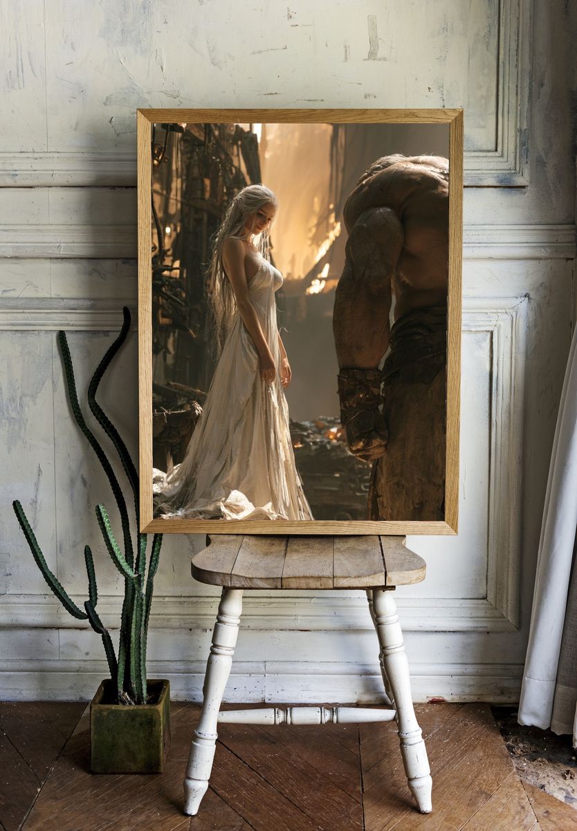 Fantasy Warrior and Elf Portrait Print. — room view 1