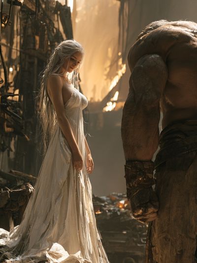 Fantasy Warrior and Elf Portrait Print.