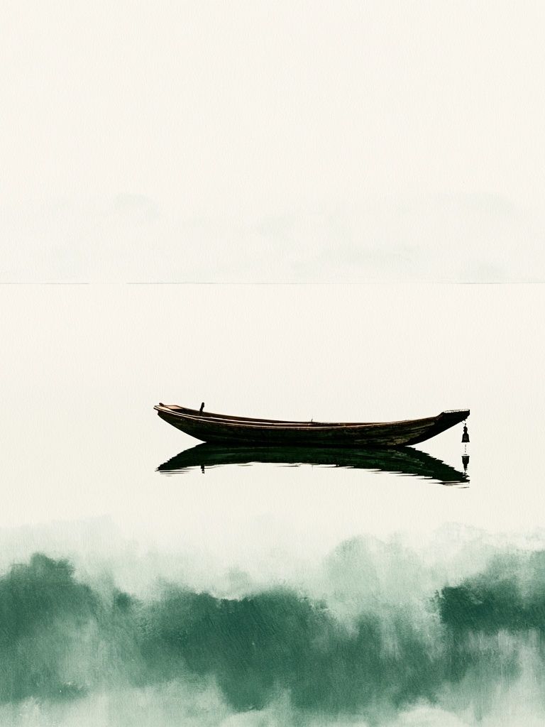 Solitary Boat Watercolor Print. poster detail