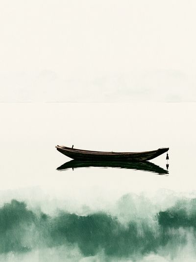 Solitary Boat Watercolor Print.