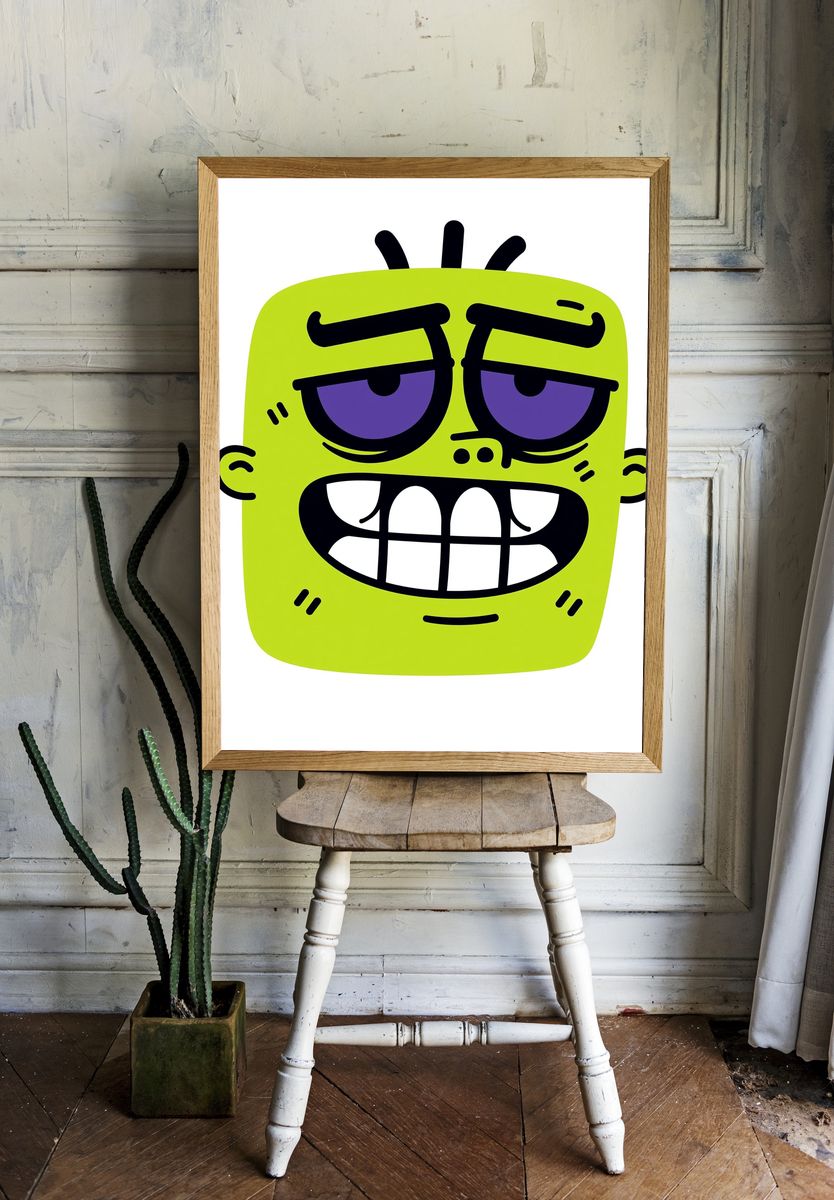 Grumpy Monster Face Print. room preview